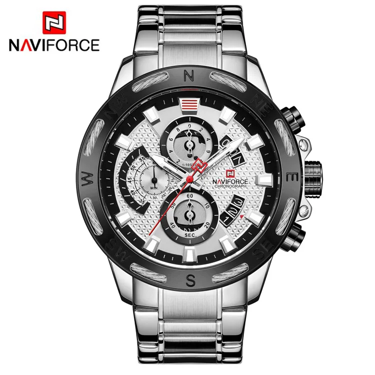 NAVIFORCE Original 9165 SW Janpan Movement Quartz Watches Luxury Stainless Steel Watch Male Waterproof Wrist Watch for Men