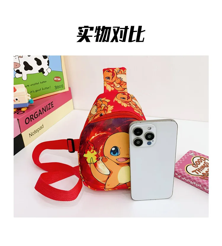 Hot Children Chest Pack Cartoon Anime Cute Poke Mon Pikachu Charmander Messenger Bags Waterproof Travel Crossbody Bags