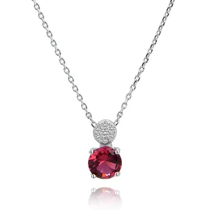 Elegant Party 925 Sterling Silver Necklaces Ruby Passion Love Aaa Crystal Women Fashion Necklace