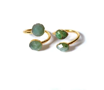 B547 Natural Raw Ore Jade Ring Double-headed Double-Stone Jade Ring Fine Jewelry Ring