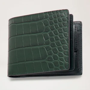 Custom Logo Genuine Real Leather Croc Green Men's Trifold Short Card Wallet Coin Purse for Men