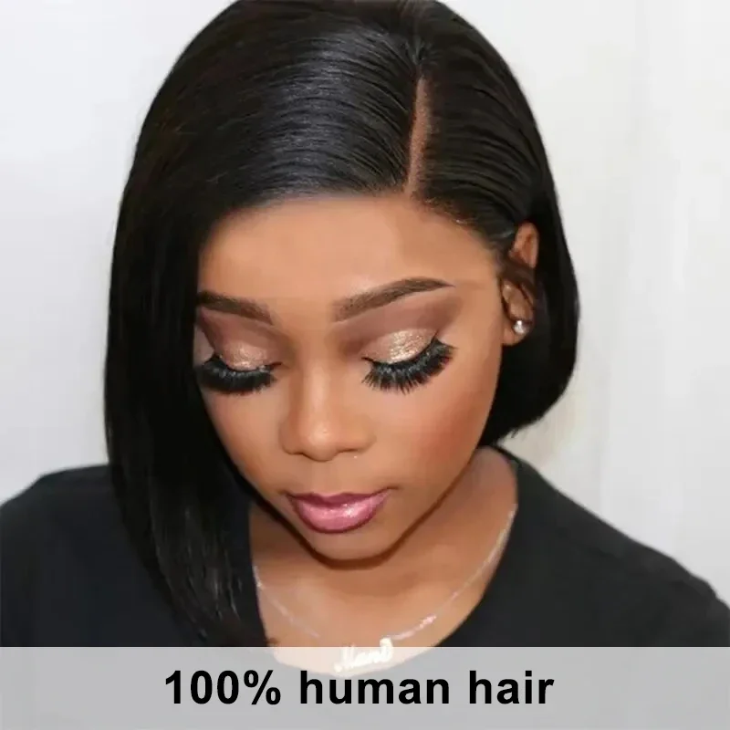 Parrucche corte Bob per capelli umani Parrucca frontale in pizzo brasiliano dritto per donne_voghion.com