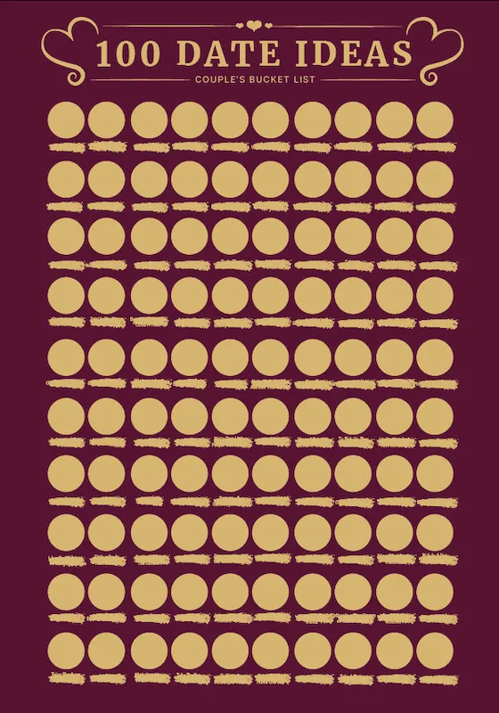 Постер на День святого Валентина 100 даты лист ведра список пар индивидуальное использование идея для Дня Святого (42x59 4 см) в качестве фотобумажной