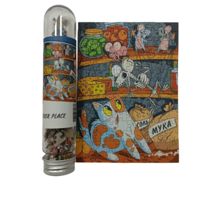 Custom Printed 150 Pieces Portable Pocket Puzzle En Tube Mini test Tube Puzzle Makers Small Micro Jigsaw Puzzles for Adults