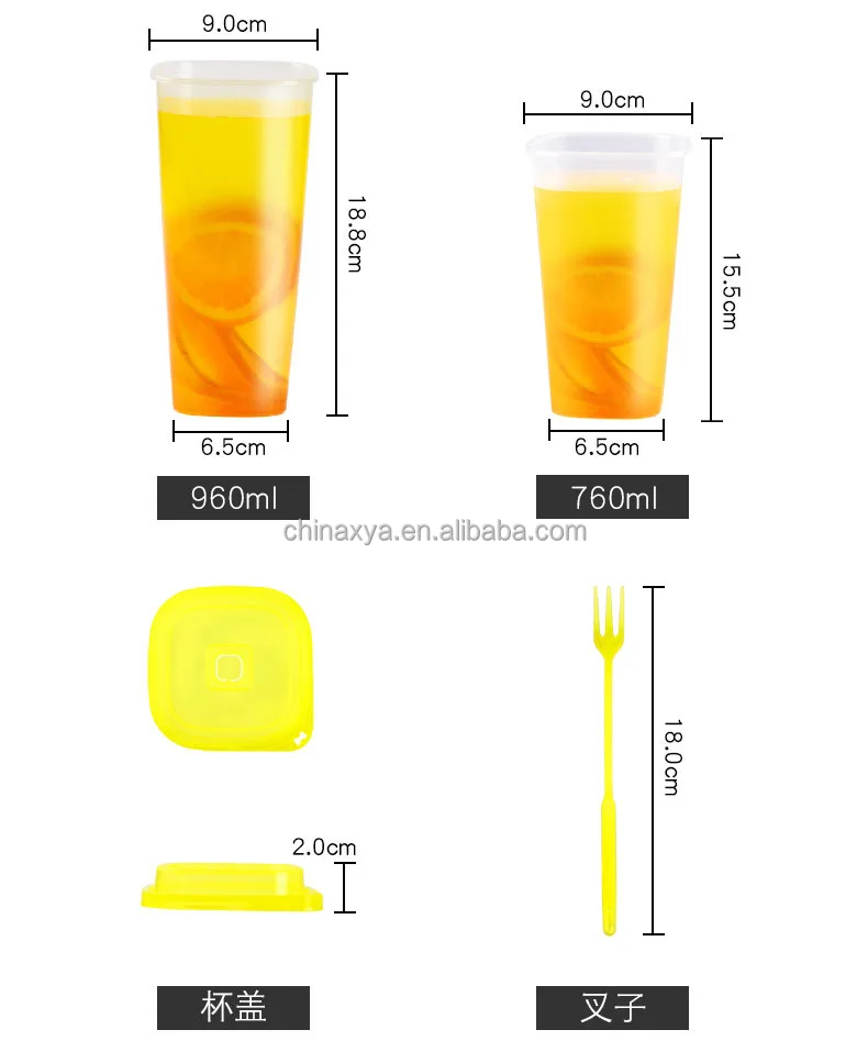 400ML 500ML 600ML Customized disposable transparent square hard plastic dessert cup milkshake smoothie cup details