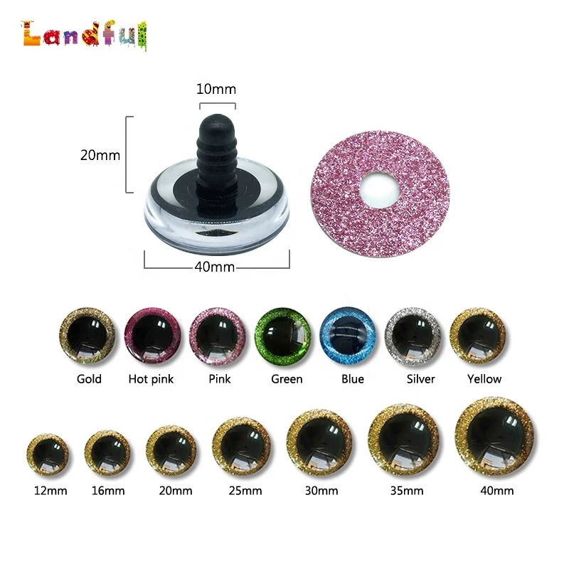 100pcs Glitter Safety Eyes Glitter 10mm Round Eyes Amigurumi Craft Eyes  with 100pcs Washers for Teddy Bear Bunny Cat Puppet Plush Stuffed Animal  and