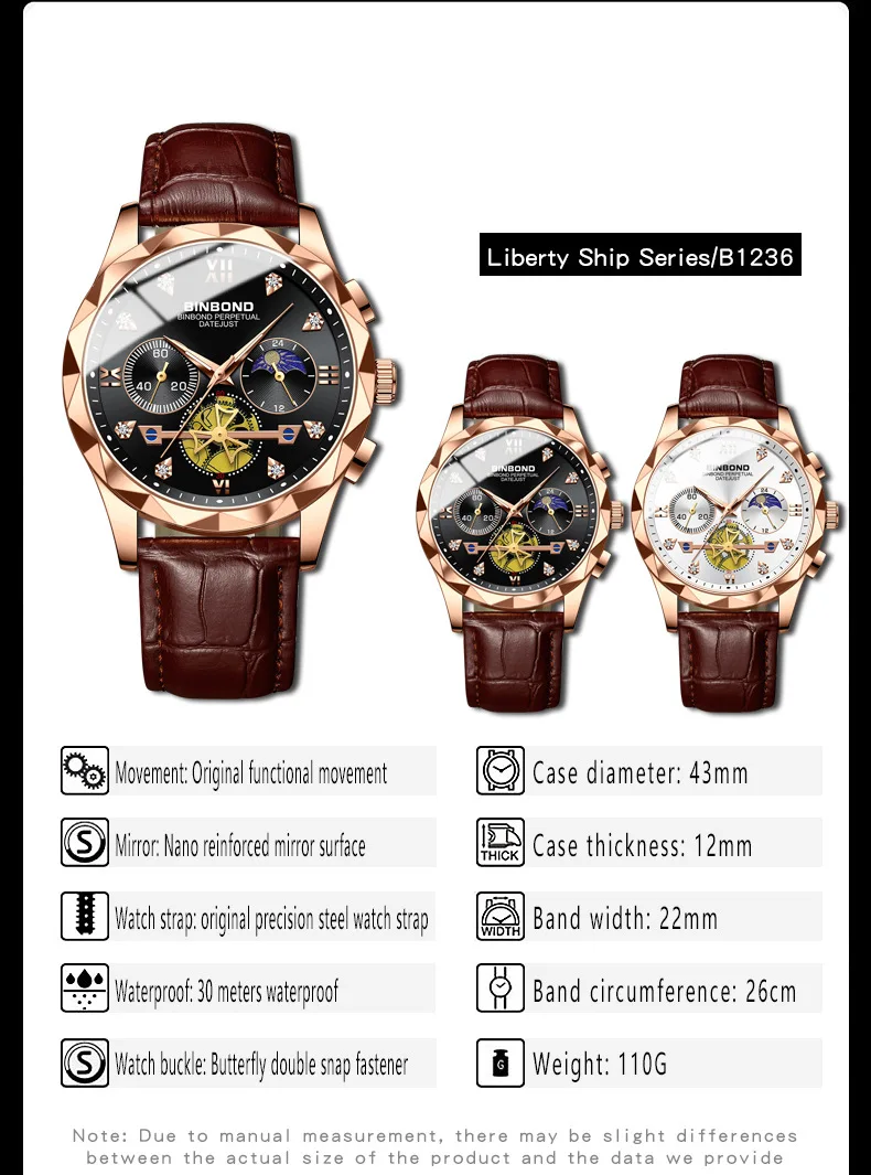 BINBOND 1236 Men's Watch - Stylish Quartz Chronograph