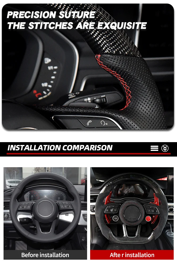 Carbon Fiber Steering Wheel For Audi Rs3 Rs4 Rs5 Rs6 Rs7 S3 S4 S5 ...