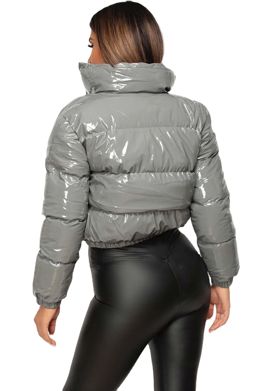 Grey shiny puffer store jacket