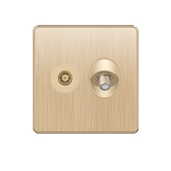 High quality Golden Pc panel Uk wall Diplexed  Satellite and TV FM  socket plate