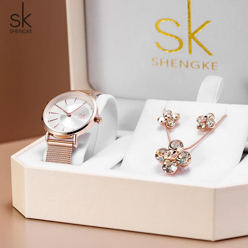 Shengke K0093l Creative Alloy Watch Rose Gold Bracelet Watch Girls Gift Box Set With Necklace Ladies Watch And Jewelry Set Buy Ladies Watch And Jewelry Set Creative Alloy Watch Rosegold Bracelet