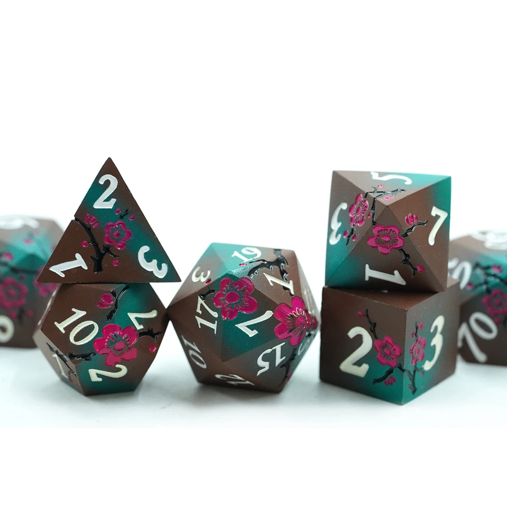 7PCS Flower Dice Set with Gradient Colorful DND RPG Portable Toys for Adults Kids TRPG D4 D6 D8 D10 D12 D20