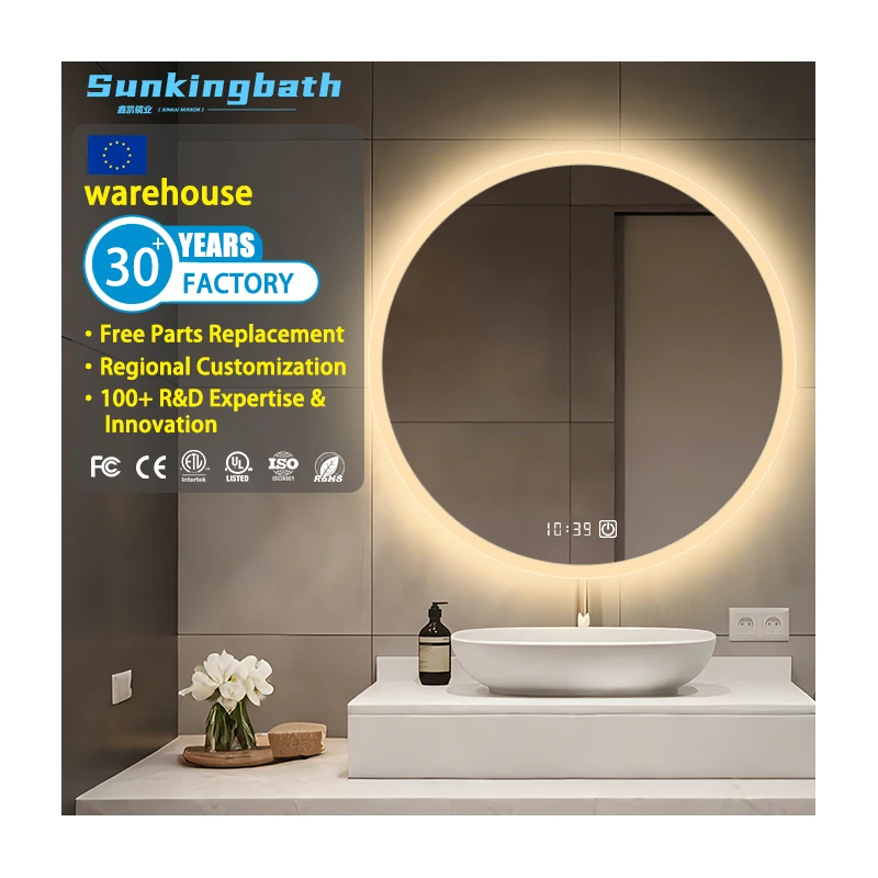 Anti Fog Smart Hotel Explosion-Proof Bath Touch Switch Mirror Customizable Bathroom Mirror With Led Lights for Hotel