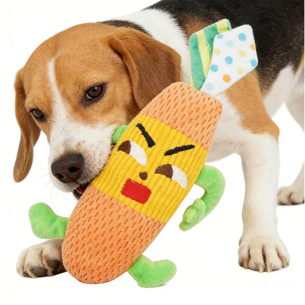 Wholesale squeaky chew dog plush toy KD1167 4 designs overview