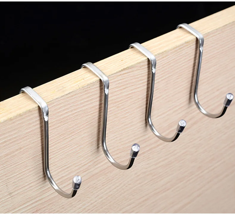 304 stainless steel S-shaped multi-purpose double  bathroom kitchen novelty hooks cabinet door behind the door details