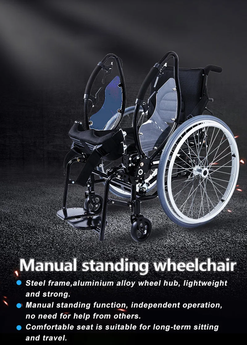 Manual Folding Standing Handicapped Wheelchair for Sale the rear wheels can be quickly disassembled for disabled - BZ-TH01 factory