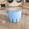 Small laundry basket, cream blue