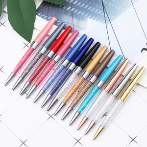 Novel Luxury 1.0mm Metal Business Pen Rose Gold Bling Crystal Diamond Wedding Ballpoint Pen Custom Logo Promotional Gift Pen