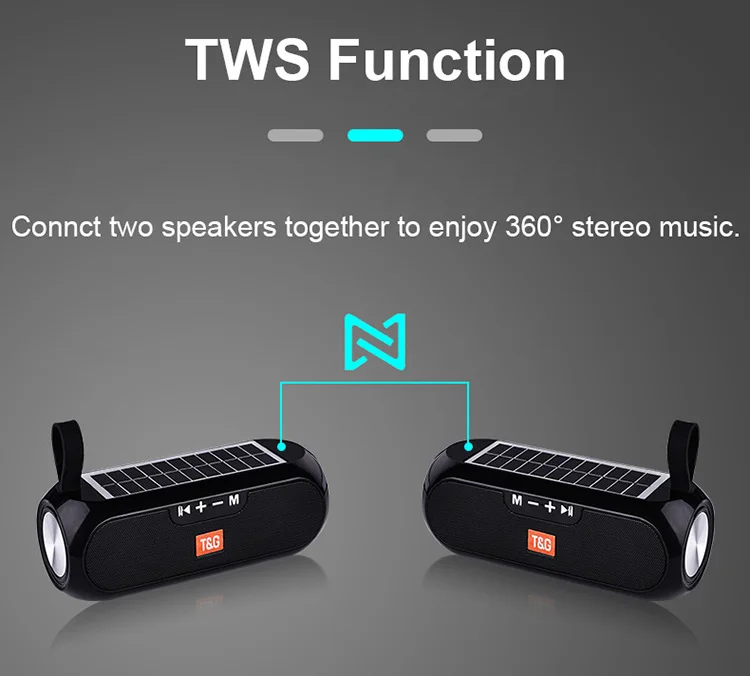 TG182 Portable Column Portable Column WirelessBluetooth Bass Stereo Box Waterproof Outdoor Solar Charging Bluetooth Speakers - ANKUX.COM