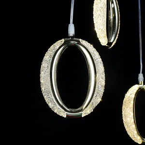 JACKSUN Modern Vintage Bubble Crystal Pendant Light Aluminum Round Hanging LED Lamp for Living Room Dressing Room Bedroom Bar