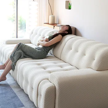 Italian minimalist rochburg sofa bed 3d Red gradient color art electric retractable design fabric sofa dual-use