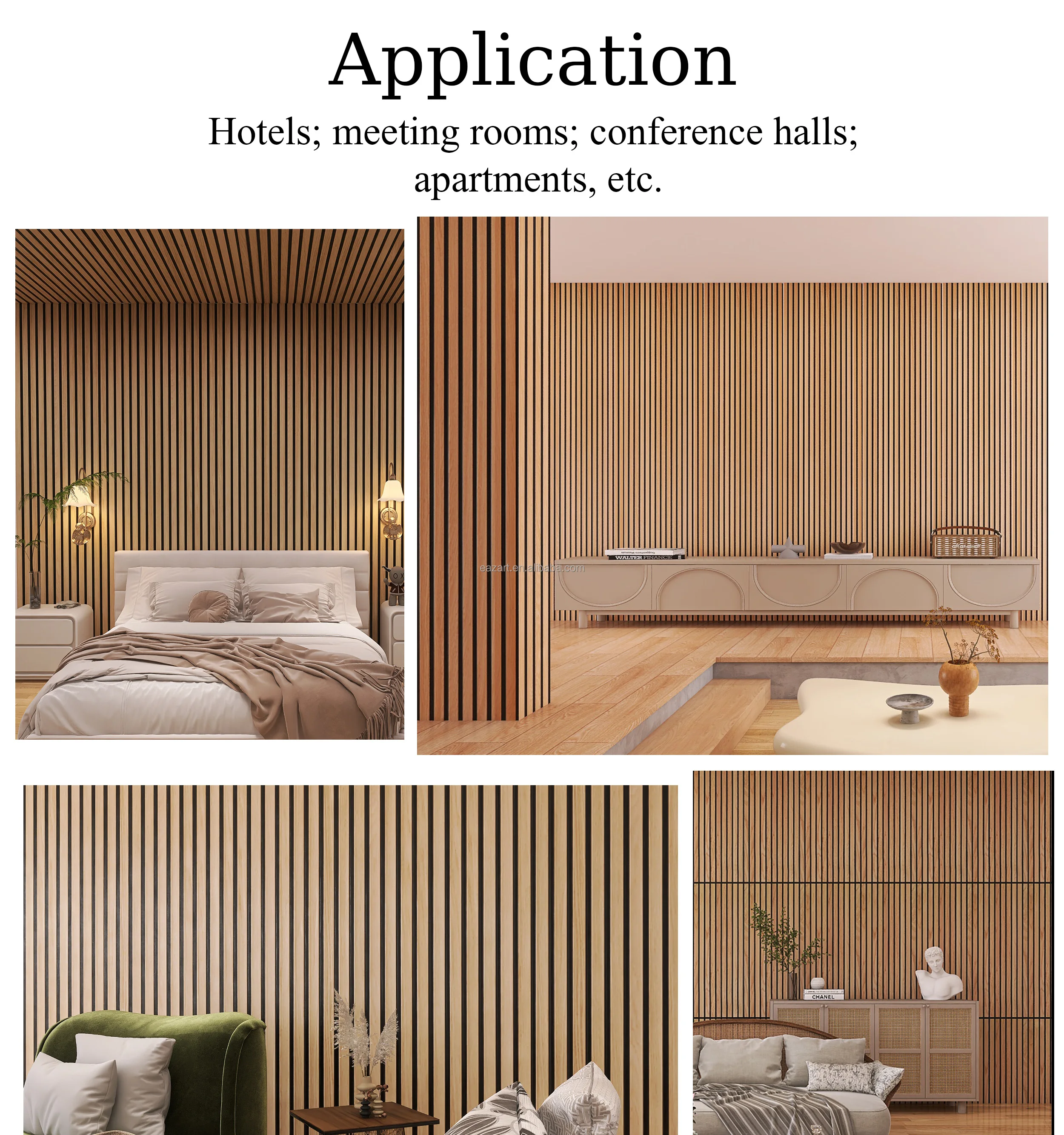 Wood Slat Wall Panel Decor Interior Sound Absorbing Pet Mdf Acoustic ...