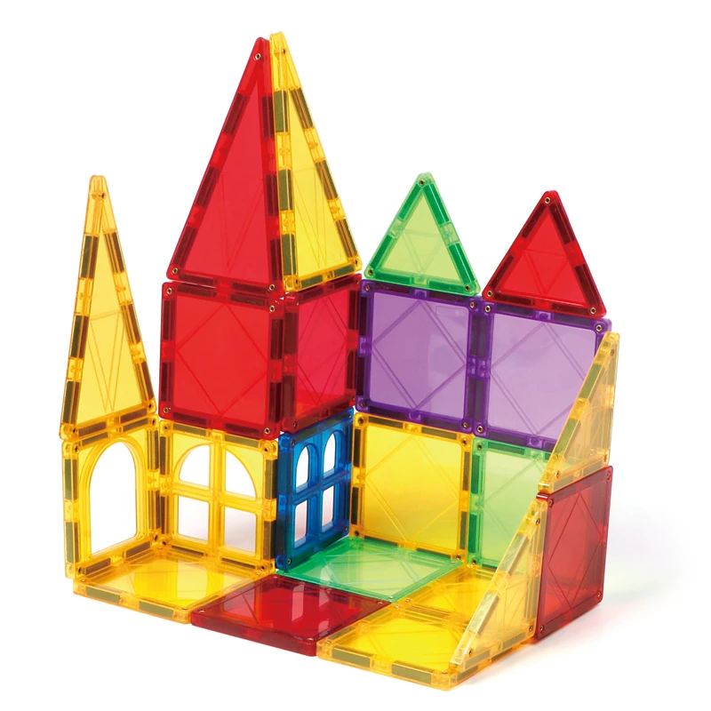 プラスチック製3D知育玩具 透明磁石ブロックセット 32ピース 