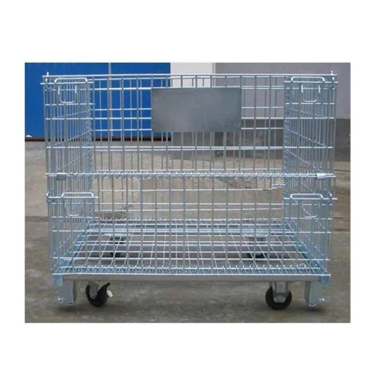 Warehouse Mesh Roll Racking Steel Forklift Cage Stacking Container Cage