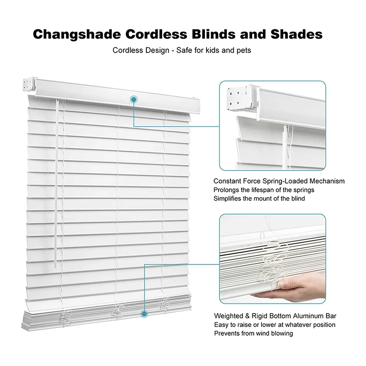 Hot Selling High Quality Vertical Blinds PVC Wooden Cordless Faux Wood Blinds