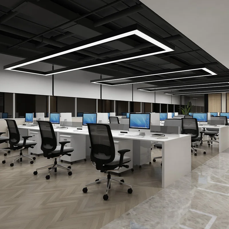 Kommersiell modern LED-taklampa med 3 färgtemperaturer (3CCT), 1,2 m, hängande inbyggd linjär pendellampa för kontor, gym, frisörsalong och hotell, aluminium