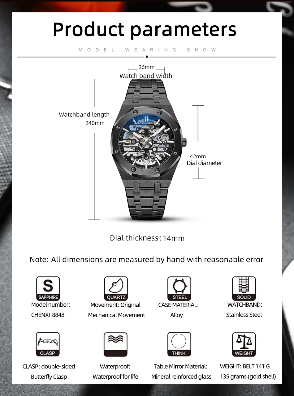 CHENXI 8848 Men's Watch - Luxury Automatic Skeleton Watch