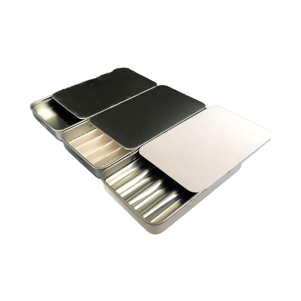 Rectangular Metal Empty Tins With Removable Slide Top Lid Portablechild ...