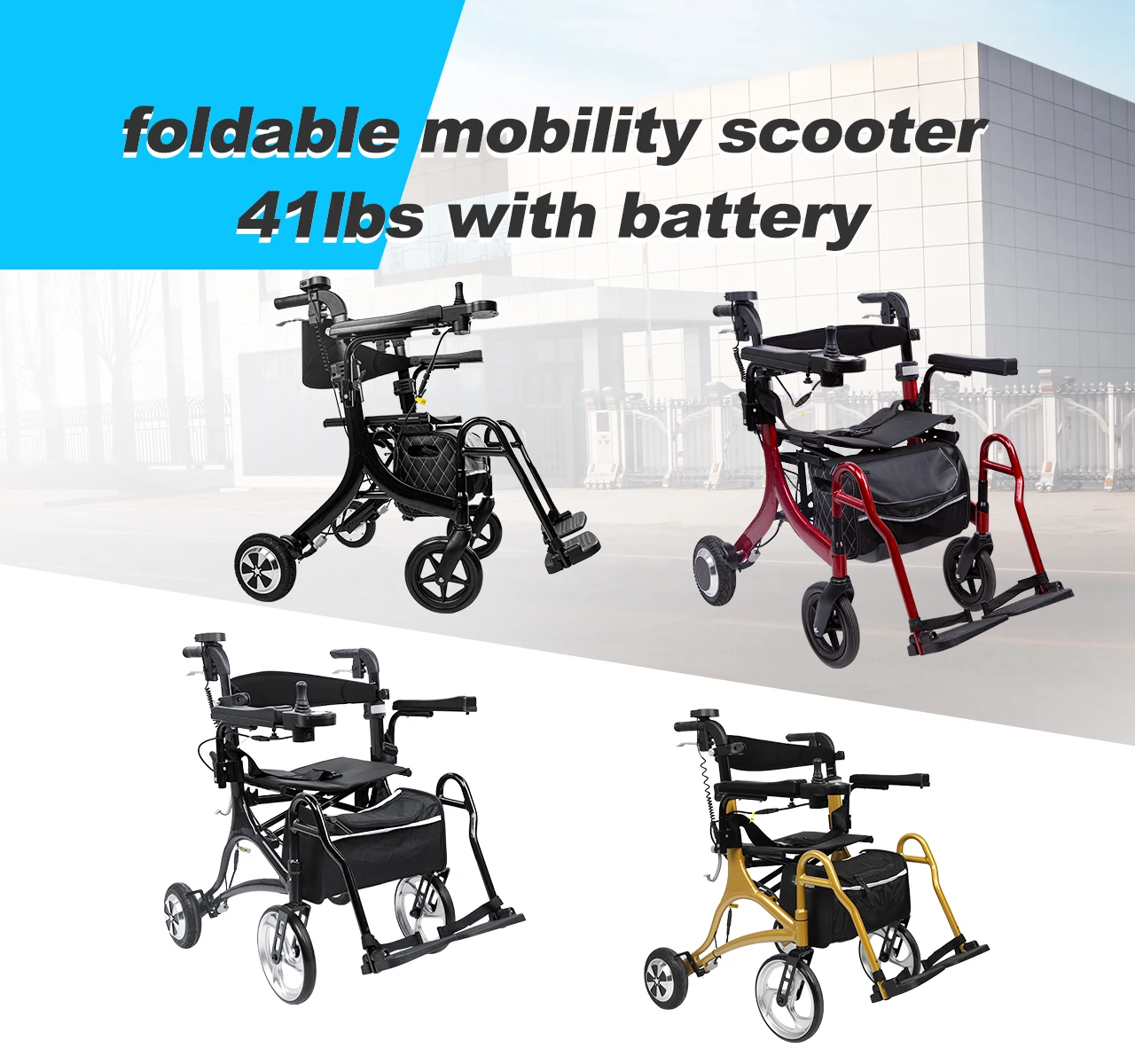 Travel Drive Shopping Electric Rollator Wheelchair Double Function