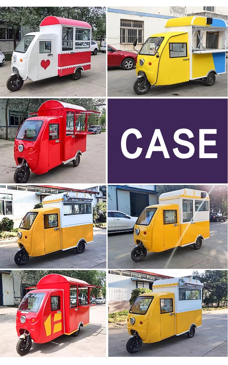 High quality 3 wheels motorcycle coffee cart pretzel eatery small electric catering trailers for sale supplier