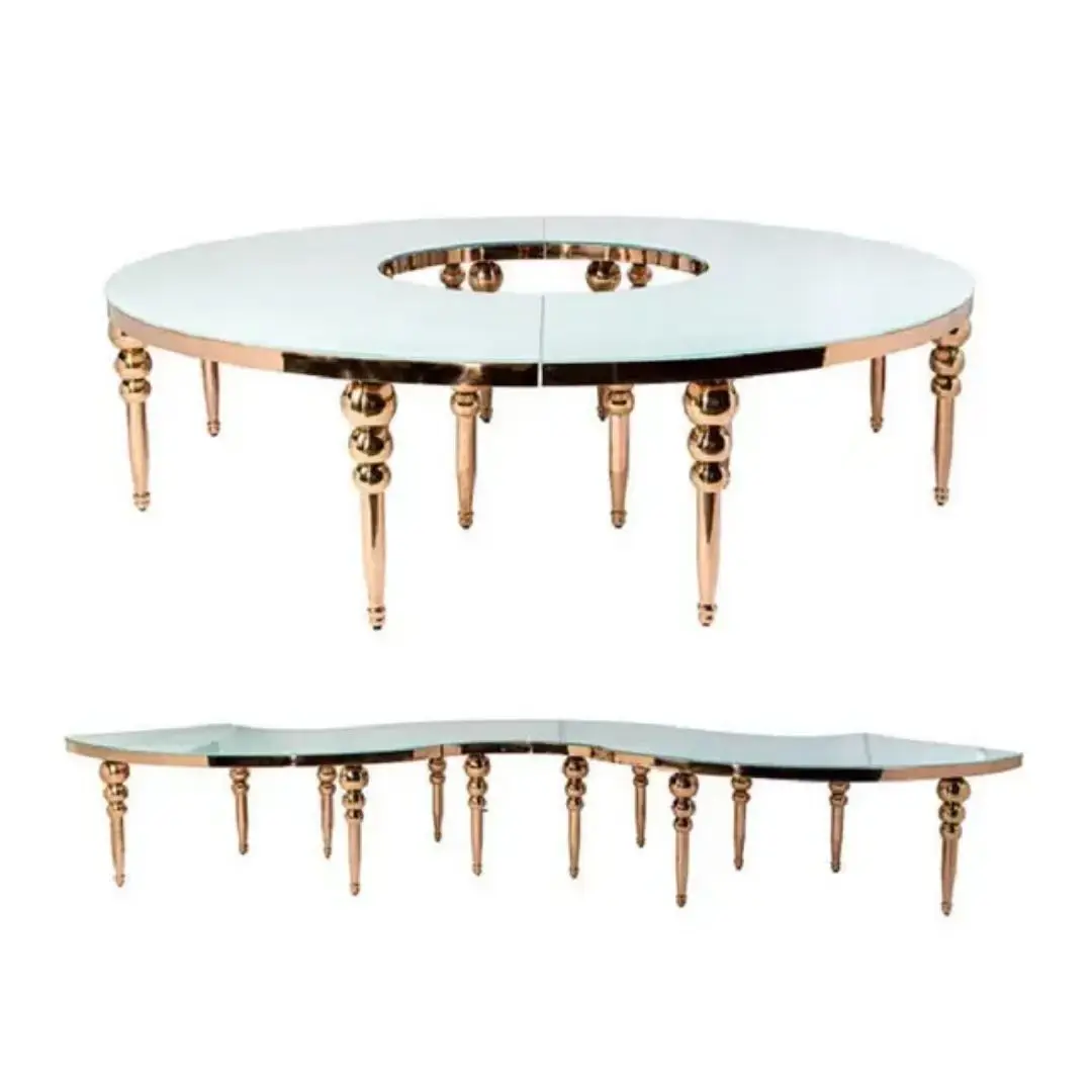 Wholesale Modern Golden Stainless Steel Table Hotel Furniture for Dining Living Rooms Wedding banquet event party Hotel