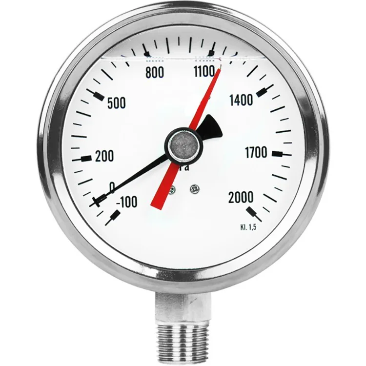 100mm Vibration-resistance Lazy Hand Analog Mechanical Dial Gauge Low Anti-shock Pressure Gauge with Red Needle Double Needle