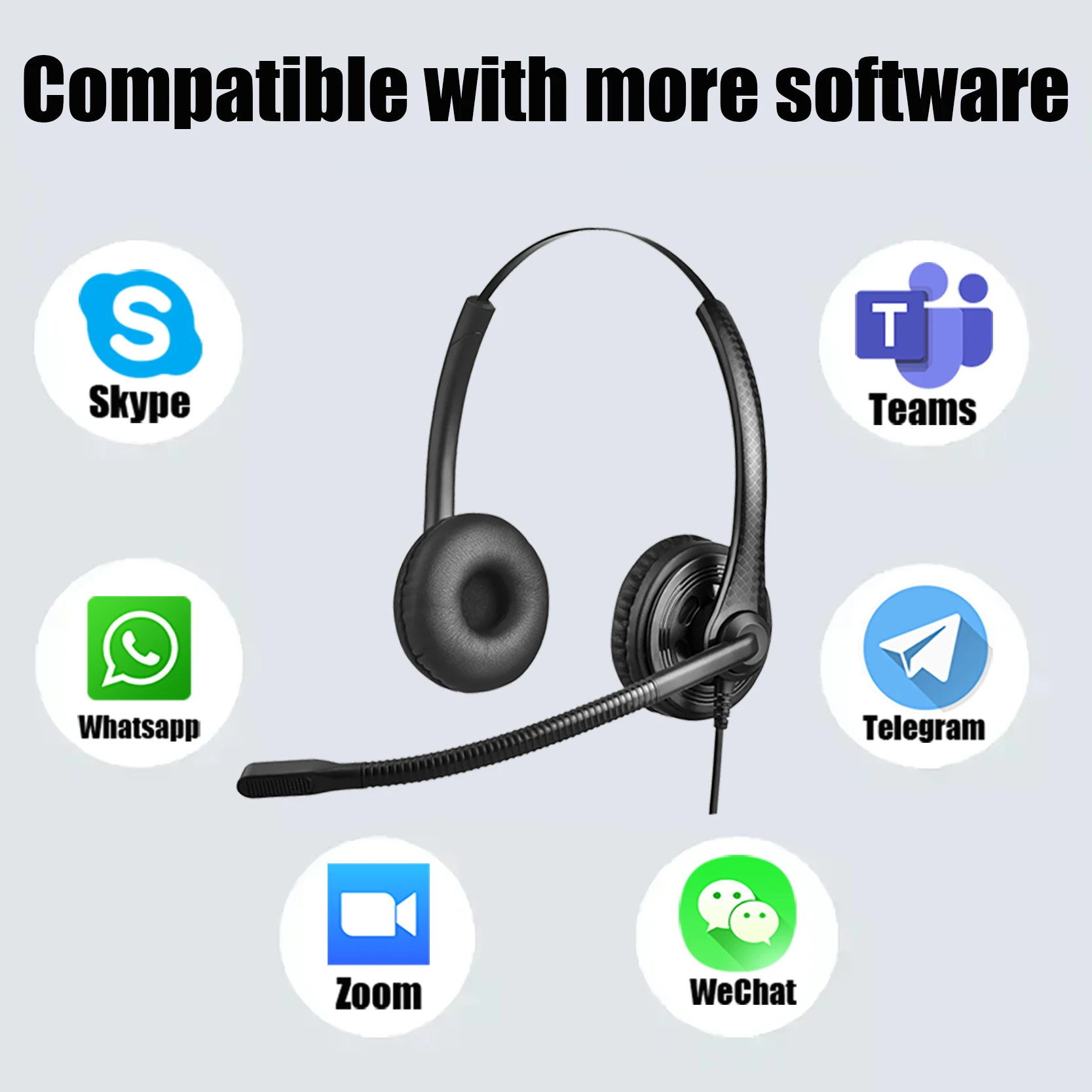 Wired Noise Cancelling Headset With Adjustable Mic For Call Center