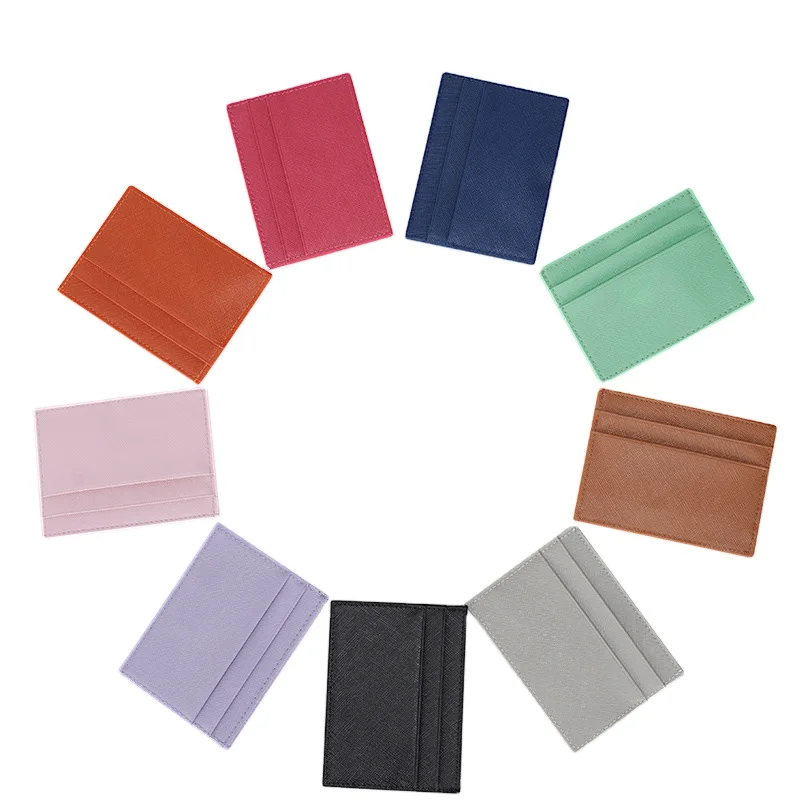 Free Sample Tiding Women Custom Color Saffiano Leather Card Holder