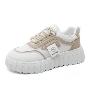 XQ237 Made in China Fashion Trend Women's Shoes Mesh Breathable Thick Sole Heightening Board Shoes