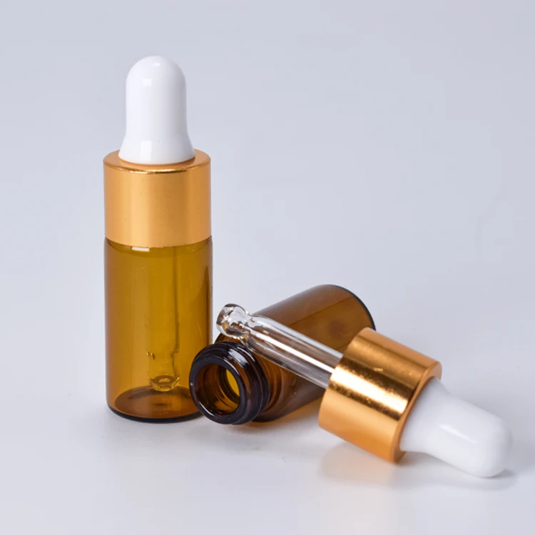 Cosmetics Glass Mini Serum Bottles 1ml 2ml 3ml 4ml 5ml Amber Small