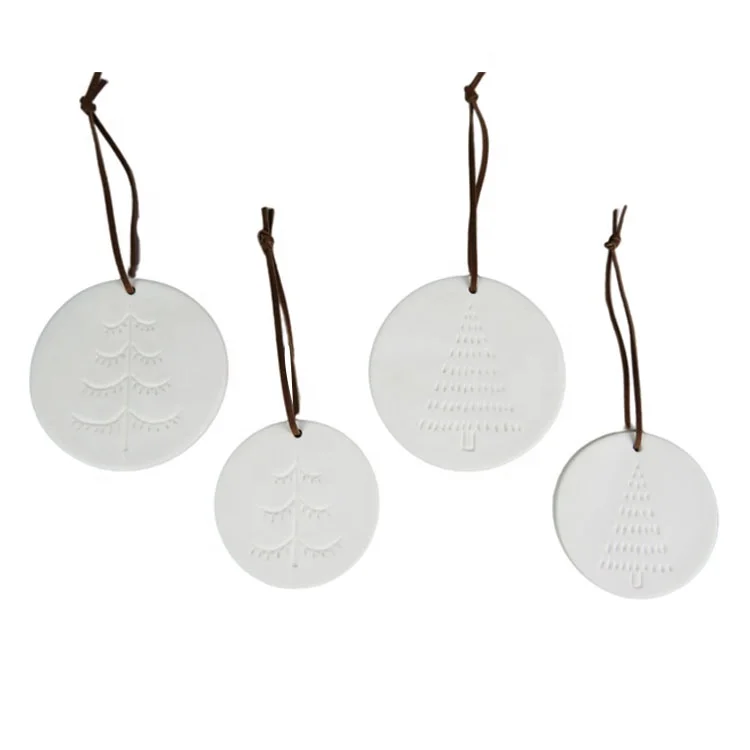 matt white effect ceramic christmas tree ornament including pine cones ball star moon snowflake Meteor for christmas festival