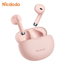 Mcdodo Matte Pink 25H Long Standby Work Time ENC Noise Cancel Mini Earbuds Music HD Call Touch Control Sport Earphone Wireless