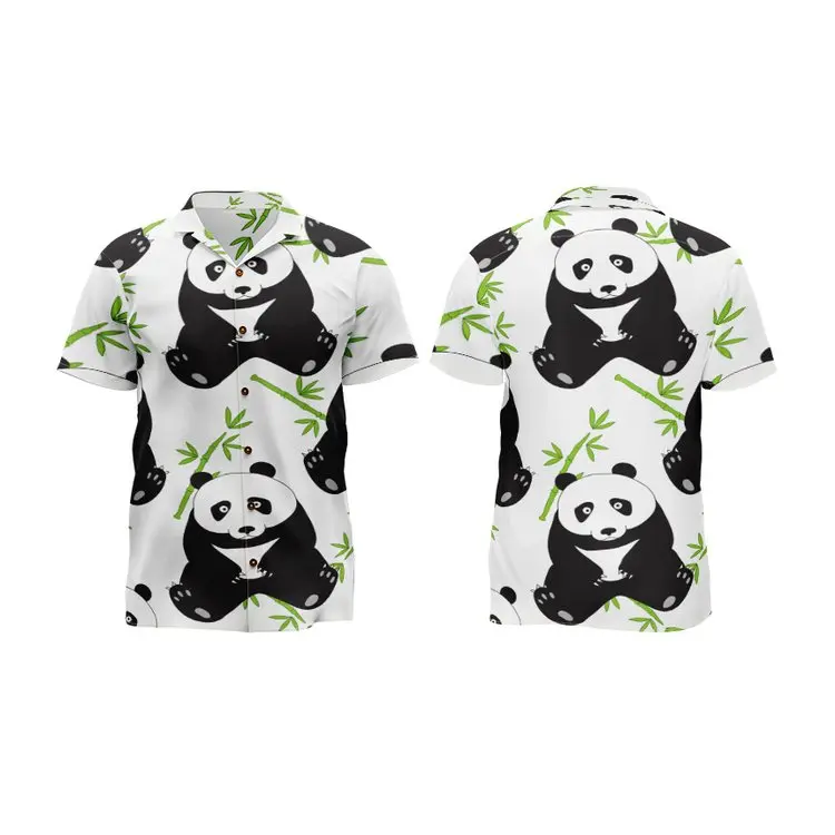 2023 Wholesale Summer Panda Printed Aloha Custom Hawaiian Shirt Suitable  for Vacation