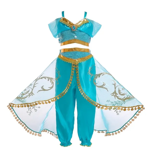 Disney Aladdin's Licensed Princess Jasmine Teal Deluxe Child Girls Costume XS-MD 