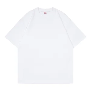 Wholesale Custom Your Brand Logo 100% Cotton White Solid Plain Blank 270G T Shirt Plain Tee Casual Men's T-shirts