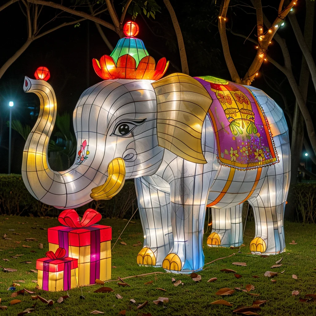 Custom Large Outdoor LED Elephant Lantern - Waterproof Festival Animal Motif Lighting for Park and Event Decorations