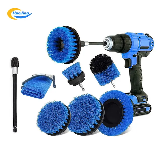 Detailing Car Brush Set 8 Pcs Portable Automatic Car Brush Set Drill Cleaning Brush