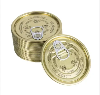 Food Grade Easy Open Ends Tinplate Covers Lids with Golden Yellow Inner Coating for Fish in Oil Canned Sardines Tuna