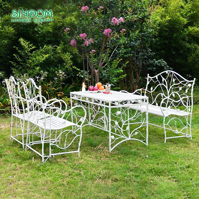 Modern Simple Wrought Iron Furniture Set Combination Long Square Table