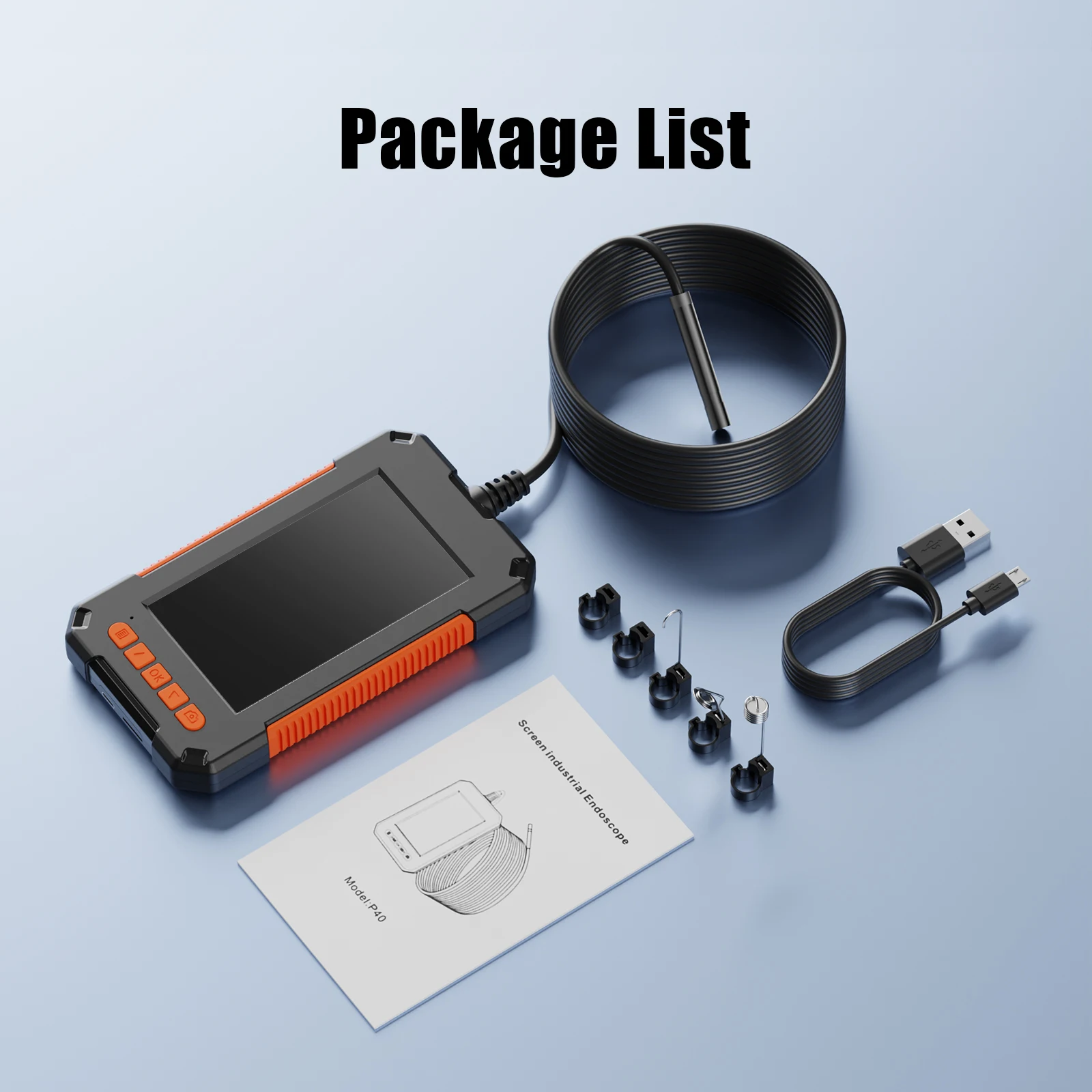 P40 8mm Ip67 Waterproof Endoscope 1920 X 1080p 4.3 Inch Color Display